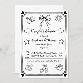 Handgezeichnete Kritzeldusche Einladung