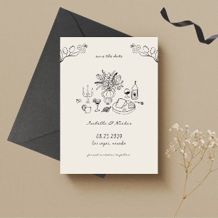 Handgezeichnete Kritzelei Whimsical Handschrift Ho Save The Date