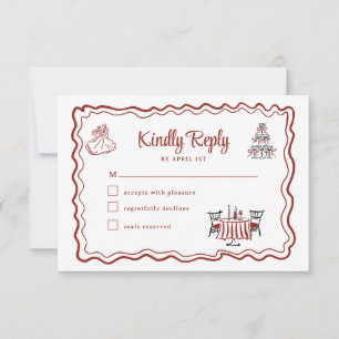 Handgezeichnete Kritzeleien Italienische Hochzeit  RSVP Karte