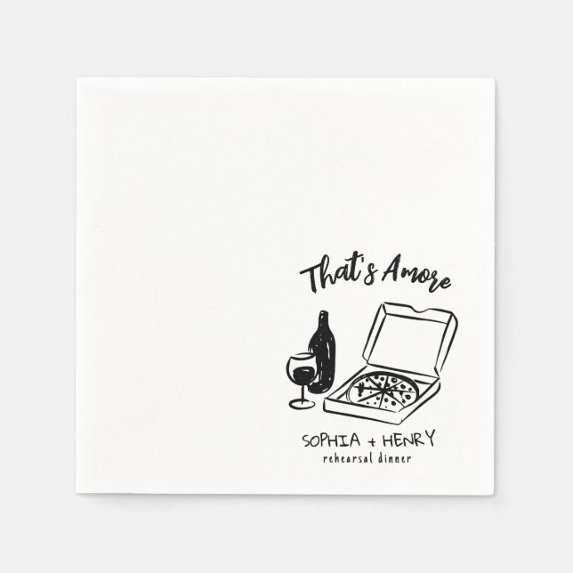 Handgezeichnete Küche Amore Pizza Probe Abendessen Serviette (Vorderseite)