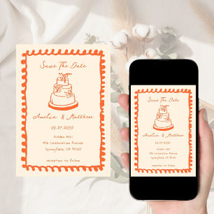 Handgezeichnete Kuchen-Doodle-Launische Hochzeit Einladung