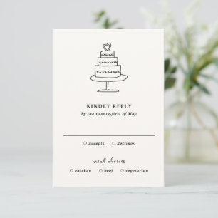 Handgezeichnete Kuchen Doodle Moderne Hochzeit RSVP Karte