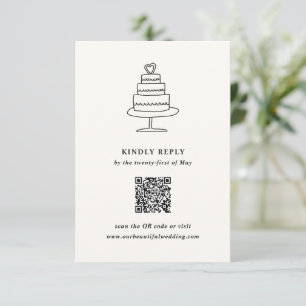 Handgezeichnete Kuchen Doodle Moderne Hochzeit RSVP Karte