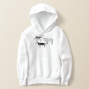 Handgezeichnete Kühe Bauer Doodles Schwarz/Weiß Hoodie