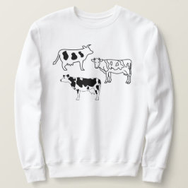 Handgezeichnete Kühe Bauer Doodles Schwarz/Weiß Sweatshirt