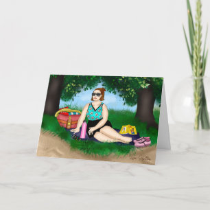 Handgezeichnete Kunst   Entspannen von Frauen am S Karte