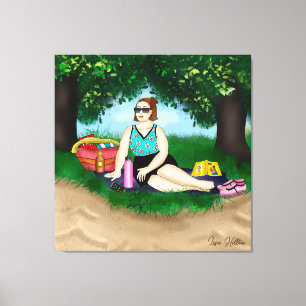 Handgezeichnete Kunst Entspannen von Frauen am S Leinwanddruck