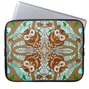 Handgezeichnete Kunst Owl Mandala Laptopschutzhülle