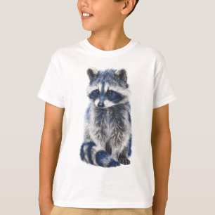 Handgezeichnete künstlerische blaue Waschbären-Kin T-Shirt
