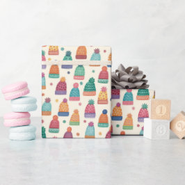 Handgezeichnete kuschelige Winterhüte Verpackungsp Geschenkpapier