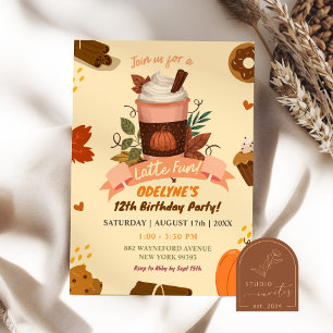 Handgezeichnete Latte Fun Herbst Geburtstag Einladung