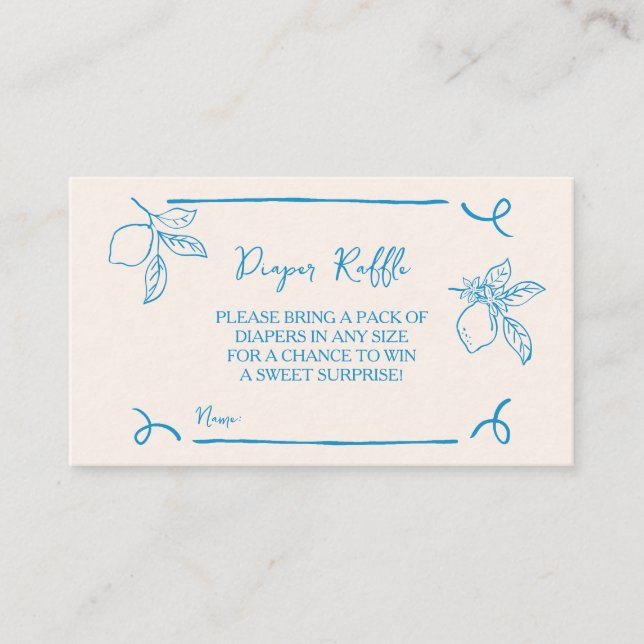 Handgezeichnete Lemon Babydusche Wickelfalzeinlage Begleitkarte (Vorderseite)