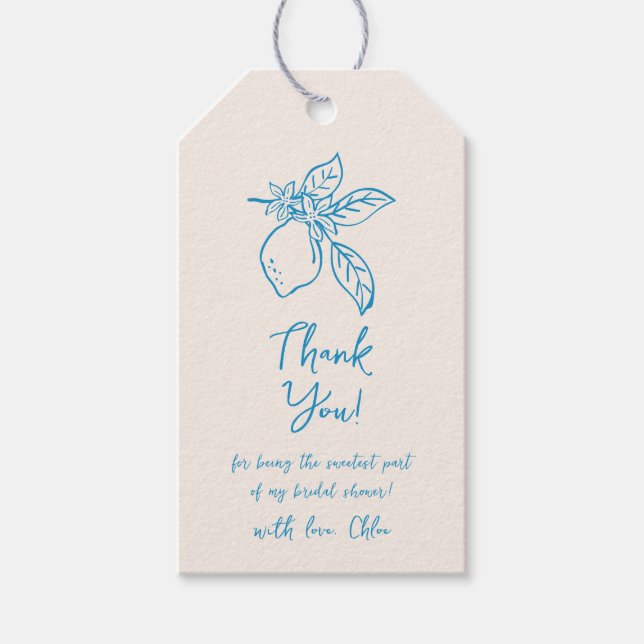 Handgezeichnete Lemon Brautparty Gefälligungstags Geschenkanhänger (Vorderseite)