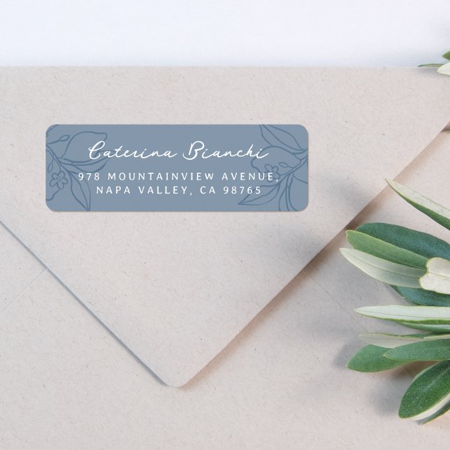 Handgezeichnete Lemon Illustration Blaue Rücksende (Return Address Label Mock-up)