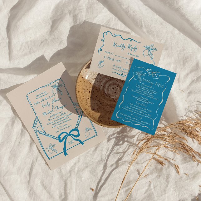 Handgezeichnete Lemon Mediterrane Hochzeit Einladung (Von Creator hochgeladen)