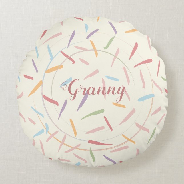 Handgezeichnete Lichtextur Schlaganfälle Kreise Gr Rundes Kissen (Vorderseite)