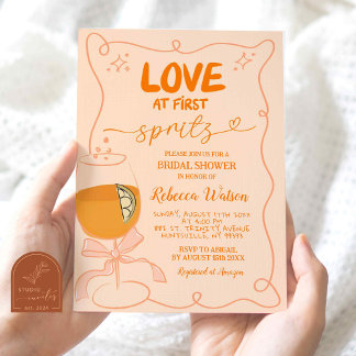 Handgezeichnete Liebe im First Spritz Brautparty Einladung