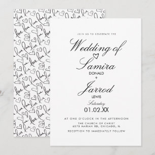 Handgezeichnete Liebe und Herzen Doodle-Hochzeit Einladung