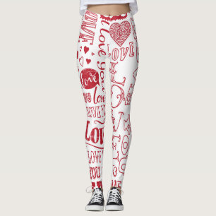 Handgezeichnete Liebesdoodles, charmanter Muster. Leggings