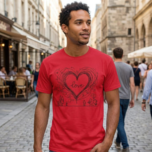 Handgezeichnete Liebesherz-Minimalistische Illustr T-Shirt