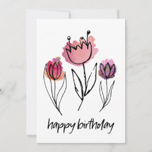 Handgezeichnete lila rosa Tulpe Geburtstag feminin
