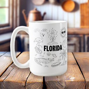 Handgezeichnete Linien-Symbole in Florida Kaffeetasse
