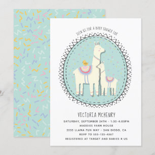 Handgezeichnete Llama Baby Dusche Einladung