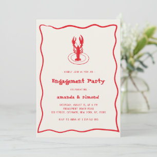 Handgezeichnete Lobster Seafood Theme Engagement P Einladung