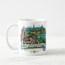 Handgezeichnete Londonderry Nordirland Reise Kunst