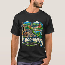 Handgezeichnete Londonderry Nordirland Reise Kunst