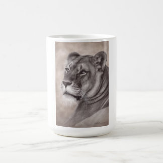 Handgezeichnete Löwinnen-Kunst Kaffeetasse