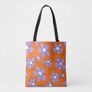 Handgezeichnete lustige Blume druckorange lila