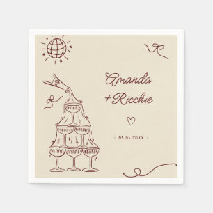 Handgezeichnete lustige skurrile Retro-französisch Serviette