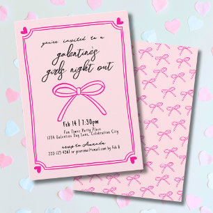 Handgezeichnete Mädchen Nacht Galentine's Day Einladung