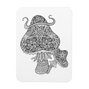 Handgezeichnete Magie Pilze Doodle Magnet