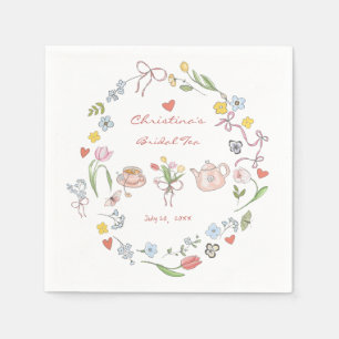 Handgezeichnete märchenhafte Teeparty-Brautparty Serviette