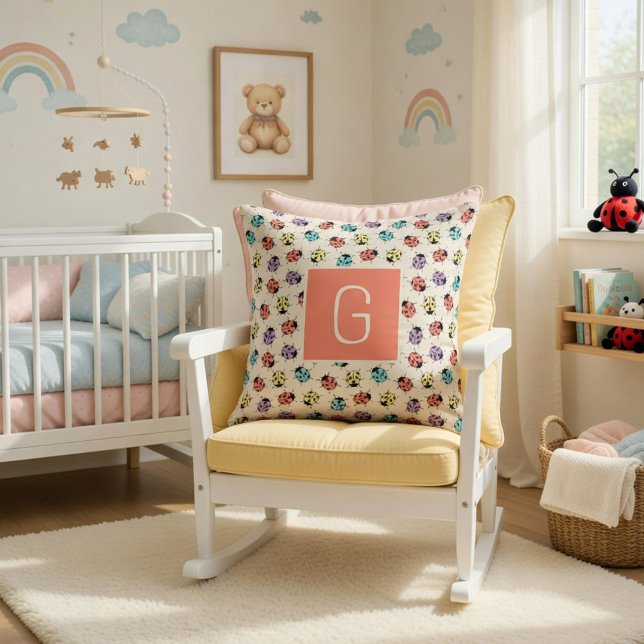 Handgezeichnete Marienkäfer-Kissen mit individuell Kissen (Von Creator hochgeladen)