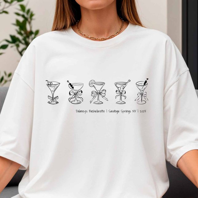 Handgezeichnete Martini Bachelorette-Abdeckung ode T-Shirt (Martini Glasses - Black)