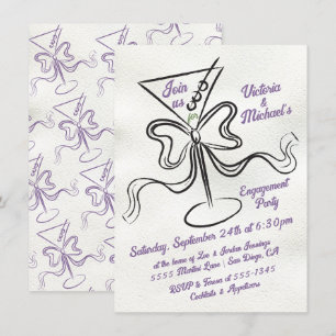 Handgezeichnete Martini Bow Funky Engagement Party Einladung