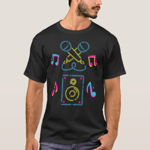 Handgezeichnete Mikrofonmusik neonblau T-Shirt