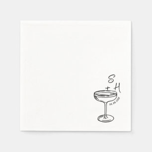 Handgezeichnete minimalistische einfache Cocktailh Serviette