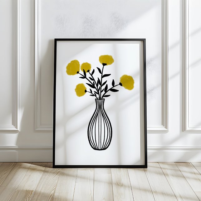 Handgezeichnete Mixed-Media-Blumen im Vasen-Arrang Poster (Von Creator hochgeladen)