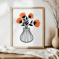 Handgezeichnete Mixed-Media-Vase und orangefarbene