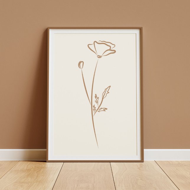 Handgezeichnete Mohn-Wandkunst Blumenprint Minimal Poster (Von Creator hochgeladen)