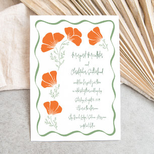 Handgezeichnete Mohnblumen-Hochzeitseinladung Einladung