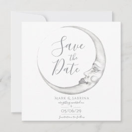 Handgezeichnete Mondsichel-Hochzeitseinladungskart Save The Date