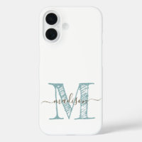 Handgezeichnete Monogram Blue Green