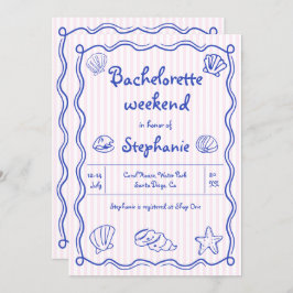 Handgezeichnete Muscheln Rosa Bachelorette Einladung