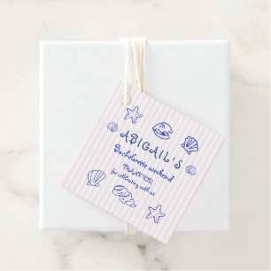 Handgezeichnete Muscheln Rosa Bachelorette Geschenkanhänger