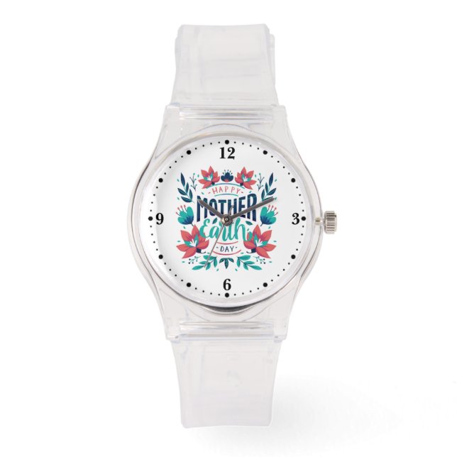Handgezeichnete Mutter Erde Tag Design-23184 Armbanduhr (Vorderseite)